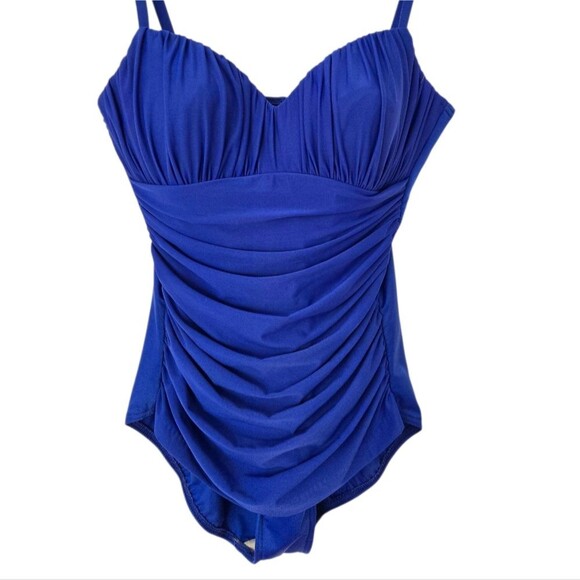 Miraclesuit Rialto swimsuit Tummy control ruched woman's size 14 - Picture 2 of 8